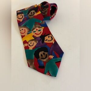 Colorful  Tie 100% Silk Featuring Save the Children Global Theme Necktie Men’s